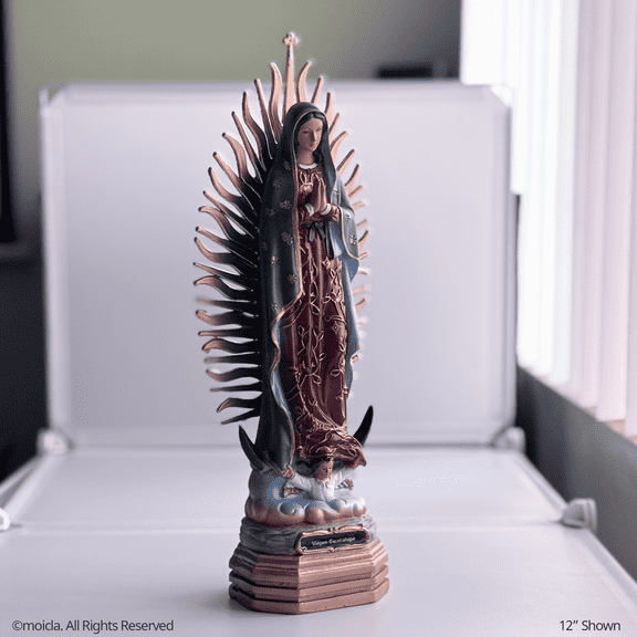 Our Lady of Guadalupe Resin Statue - 12" Catholic Figurine | Virgen Guadalupe, Figura Catolica - Resina