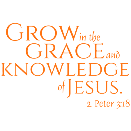

2 Peter 3:18 - Grow in the grace and knowledge... Vinyl Decal Sticker Quote - Medium - Pastel Orange
