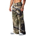 thumbnail image 3 of Havenx Mens Camo Sweatpants Wide Leg Dry Leaf Print Elastic Waist Pants with Pockets Open Bottom Camouflage Bottoms Jogger Workout Casual Fashion Loose Fit Streetwear,Brown M, 3 of 7
