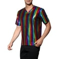 thumbnail image 4 of Lars Amadeus Men's Metallic Shiny Nightclub Short Sleeve Party Disco T-Shirt, 4 of 6
