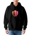 thumbnail image 1 of Women's Long Sleeve Hoodie Pullover with Pockets - Colorful Heart Design: Brown Bite Mark Pink Print and Subtle Patterns, 1 of 7