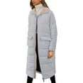 thumbnail image 2 of Huowey Women Puffer Jacket Long Quilted Oversized Winter Coat Womens Fashion Hooded Long Sleeve Zip Up Front Pocket Solid Color Slim Fit Padded Overcoat,Silver,Xxxl, 2 of 5