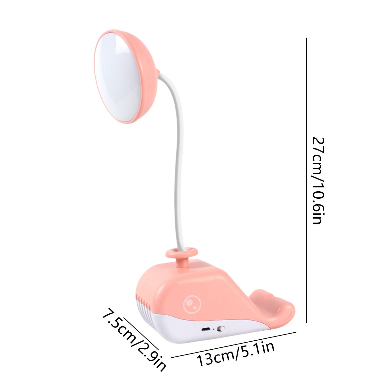 USB Rechargeable LED Desk Lamp with Pen Holder & Phone Stand, Flexible Gooseneck, Adjustable Brightness, Eye-Caring Light for Student Dorm, Bedroom, Reading