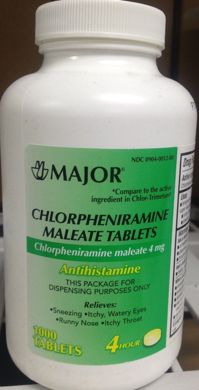 Major Allergy Tablets Chlorpheniramine maleate 4 mg. 1000/btl