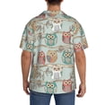 thumbnail image 5 of Xecao offers the Cute Owl for Men's Casual Short-sleeved Shirt, a button-up collared shirt with a pocket, perfect for beach vacations and yacht travel in the 4X-Large size., 5 of 7