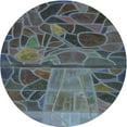 thumbnail image 1 of Ahgly Company Indoor Round Patterned Gunmetal Green Novelty Area Rugs, 8' Round, 1 of 6