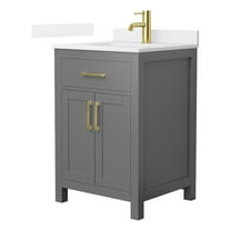 Beckett 24" Dark Gray Single Vanity & White Quartz Top (1-Hole) & Gold Trim