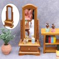 thumbnail image 4 of Cute 1:12 Scale Dollhouse Wood Mirror Miniature Life Scene Mini Furniture Bedroom girls and boys toy Decor Ornament Accessory Gifts, 4 of 8