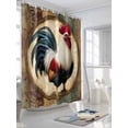 thumbnail image 3 of Rooster Shower Curtain Set, Waterproof Shower Curtains for Bathroom, Vintage Rustic Farmhouse Style Oil Painting Washable Fabric Cloth Bath Curtain for Bathtub Decoration with Hooks 48x72 Inches, 3 of 6