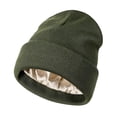thumbnail image 4 of Gorro de punto de invierno con forro de satén y diseño con puños, suave, unisex Verde, 4 of 9