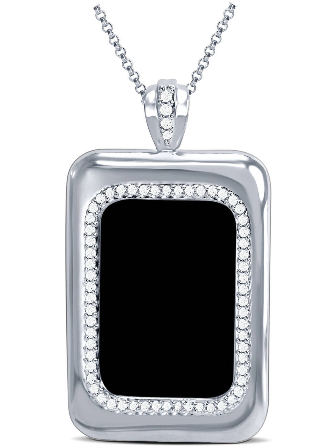 Arista Cubic Zirconia Studded Rhodium Plated Women's Cuff Pendant in Brass, 18"
