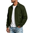 thumbnail image 4 of TOMVIGX Mens Bomber Jacket Lightweight Windproof Flight Jacket Spring Autumn Casual Zip Up Solid Color Lapel Collar Vintage Pilot Outerwear Coat Army Green L, 4 of 7