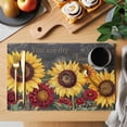 thumbnail image 2 of Flowers Placemats Set of 2, Watercolor Yellow Sunflower Red Chrysanthemum Floral Butterfly Black Non-Slip Place Mats Washable Table Mats for Kitchen Dining Table Decorations Indoor/Outdoor, 2 of 9