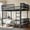 Full Black, variant on Leumius Queen over Queen Bunk Bed Frame with Ladders & Guardrails, Metal Bunk Bed Frame with Upgraded Safety Round-Pipe Design, Can Transformed into 2 Platform Bed for Teens Adults Black