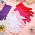 thumbnail image 4 of Zhuge Guantes cortos de satén para mujer, guantes para niños y adultos, guantes para bodas, fiestas, guantes hasta la muñeca, guantes de gala, guantes de ópera, dorados, 4 of 4