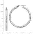 thumbnail image 2 of White Sterling Silver Earring Hoop Women'S 40 mm Rhodium-Plated Diamond-Cut 3X40Mm Square Tube Earrings, 2 of 2