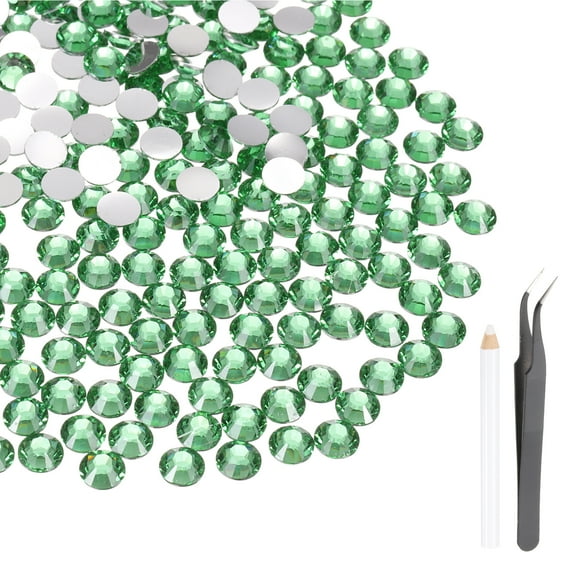 Uxcell 2000 Pcs Flatback Crystal Rhinestones, Resin Crystal Gems with Tweezer Dotting Pen Non Hotfix for Bedazzling Tumblers Mugs Bottles Nail DIY Crafts(SS16 4mm, Grass Green)