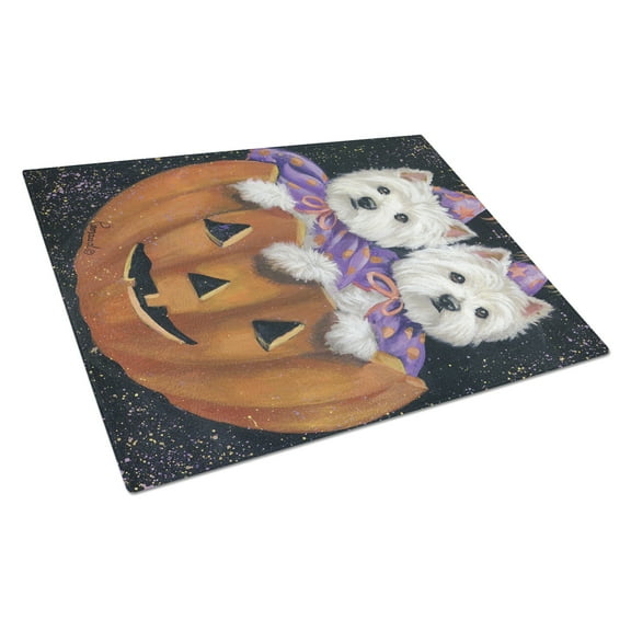 Westie Halloween Pumpkin Ride Glass Cutting Board Large PPP3205LCB