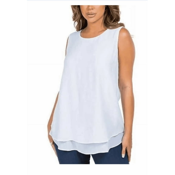Cristina B Ladies' Sleeveless Tunic (White, Large)