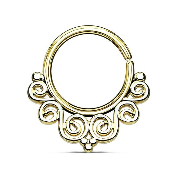 Nose Septum and Ear Cartilage Hoops Vintage Filigree Bendable Rhodium Plated