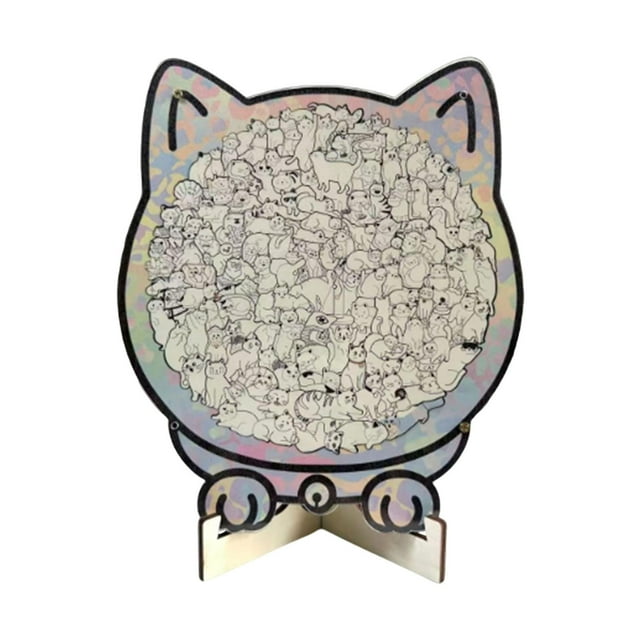 Juguete de madera con forma de gato, decorativo y que estimula la coordinación ojo-mano. Único. Estilo F