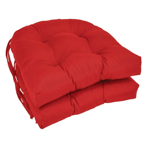 Blazing Needles 16-inch Solid Twill U-shaped Tufted Chair Cushions (Set of 2) - Red