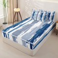 thumbnail image 2 of Erosebridal Brush Stripe Zipper Twin Comforter Sets with Fitted Sheet and 2 Pillowcases,Navy Graffiti Modern Zipper Bedding Set For Girls,Reversible,4-Piece, 2 of 7