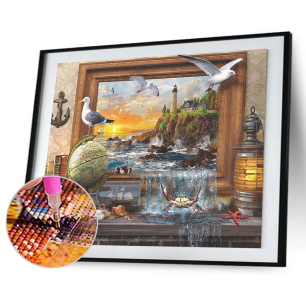 Cuadros Decorativos 55x40cm 5D DIY taladro redondo completo diamante pintura mundo en pintura decoración del hogar DQrwqpou Nuevos Originales