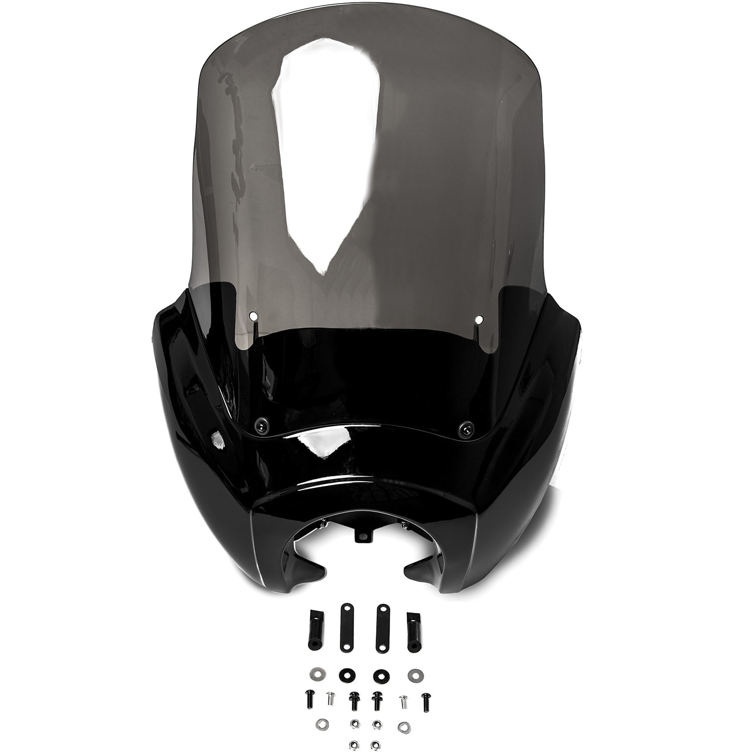 Krator Black & Smoke Tall Fairing Windshield Club Style Kit for 1999-2005 Harley-Davidson Dyna with Bottom Mount Headlight Modification Required 
