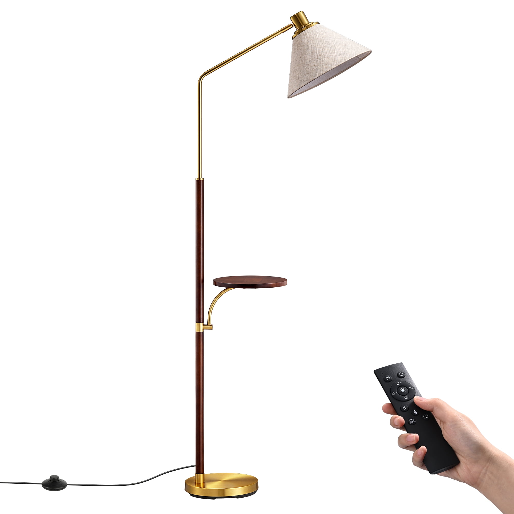 EDISHINE 63inch Vintage Floor Lamps with Table Tray for Living Room, Mid-Century Home Decor Lighting, Adjustable Lampshade