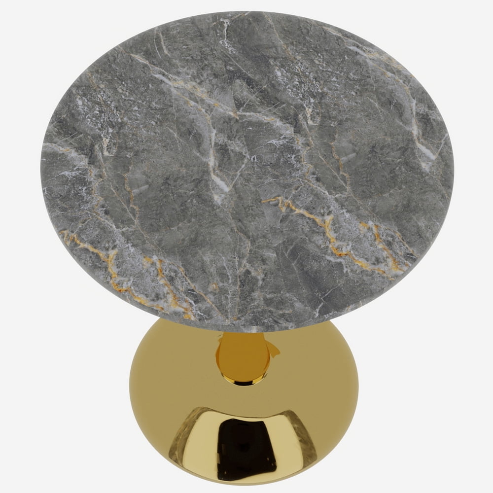 27.6-Inch Round Mid-Century Modern Dining Table & Coffee Table, Faux Marble Top, Pedestal Side Table for Living Room