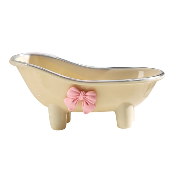 HONMEET Bathtub Shaped Soap Dish Holder ABS Bow Shape 1Pack 5.50X3.07X2.87In