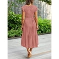 thumbnail image 4 of Women's Flutter Sleeve Smocked Midi Dress V Neck Casual Tiered Dresses with Pockets, 4 of 6