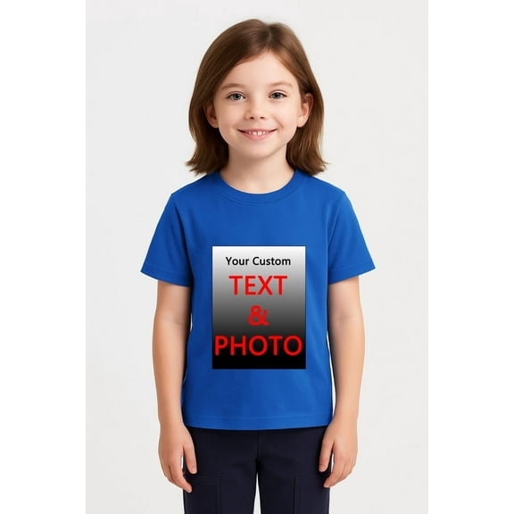 Custom Youth T-Shirt for Kids Boys Girls – Made to Order Photo and Text Shirt – Design Your Own Tee with Custom Front and Back Printing – Unique Gift Idea for Birthday, School, Party Outfit