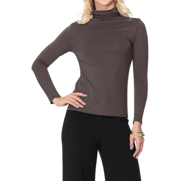 Women's Lightweight Soft Long Sleeve Solid Mock Neck Sweater Turtleneck ...