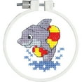 thumbnail image 2 of Janlynn/Kid Stitch Stamped Cross Stitch Kit 3" Round-Dolphin Splash, 2 of 2