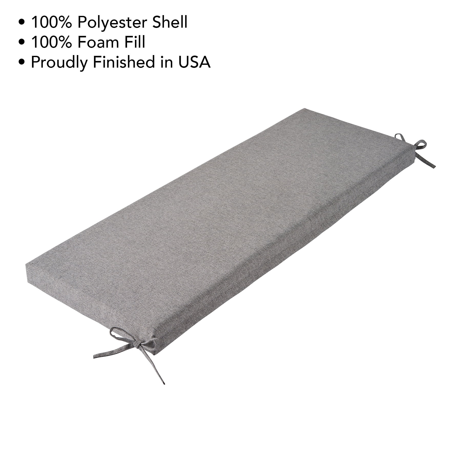 Better Homes & Gardens Outdoor Bench Seat Cushion, 1-Piece, Grey