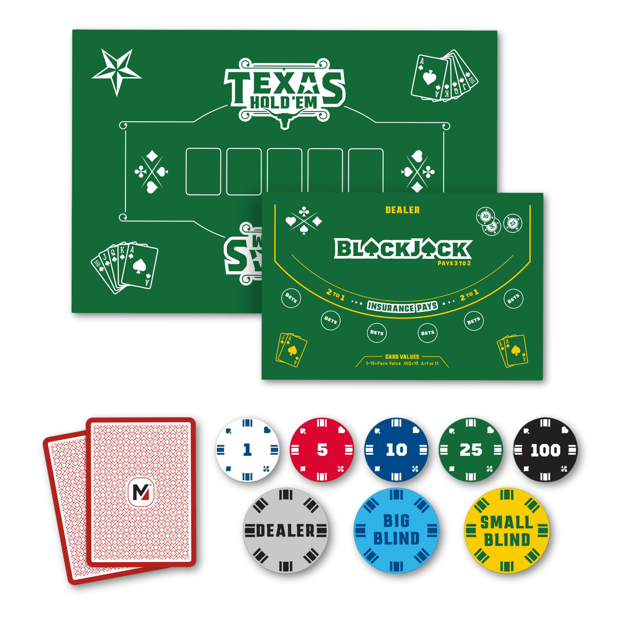 Complete Poker Set, Texas Hold'em Poker Set & Blackjack Card Game, for All Ages 3+, 207 Piece Count, by MinnARK Sports