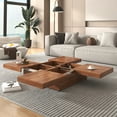 thumbnail image 3 of Square Veneer Coffee Table Sliding Top with Storage in Walnut 39.4'', 3 of 7