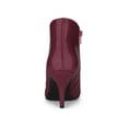 thumbnail image 5 of BLISSFUL STEP Women's Point Toe Patent Leather Stiletto Heel Ankle Boot Burgundy 8, 5 of 9