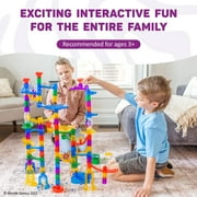 Marble Genius Marble Run - Maze Track or Race Game for Adults, Teens, Toddlers, or Kids Aged 4-8 years old, 150 Complete Pieces (85 Translucent Marbulous Pieces + 65 Glass-Marble Set), Super Set