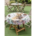 thumbnail image 3 of Outdoor Tablecloth with Umbrella Hole and Zipper, Bunny Easter Round Table Cloth 54 Inch Waterproof Tablecloth, Spring Floral Rabbits Eggs Farmhouse Picnic Table Cover for Patio Camping, 3 of 7