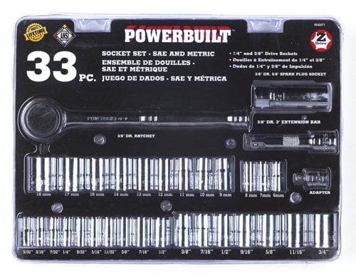 640071 Socket Set, 33-Piece, Made to be the most reliable tools in the market today By Powerbuilt