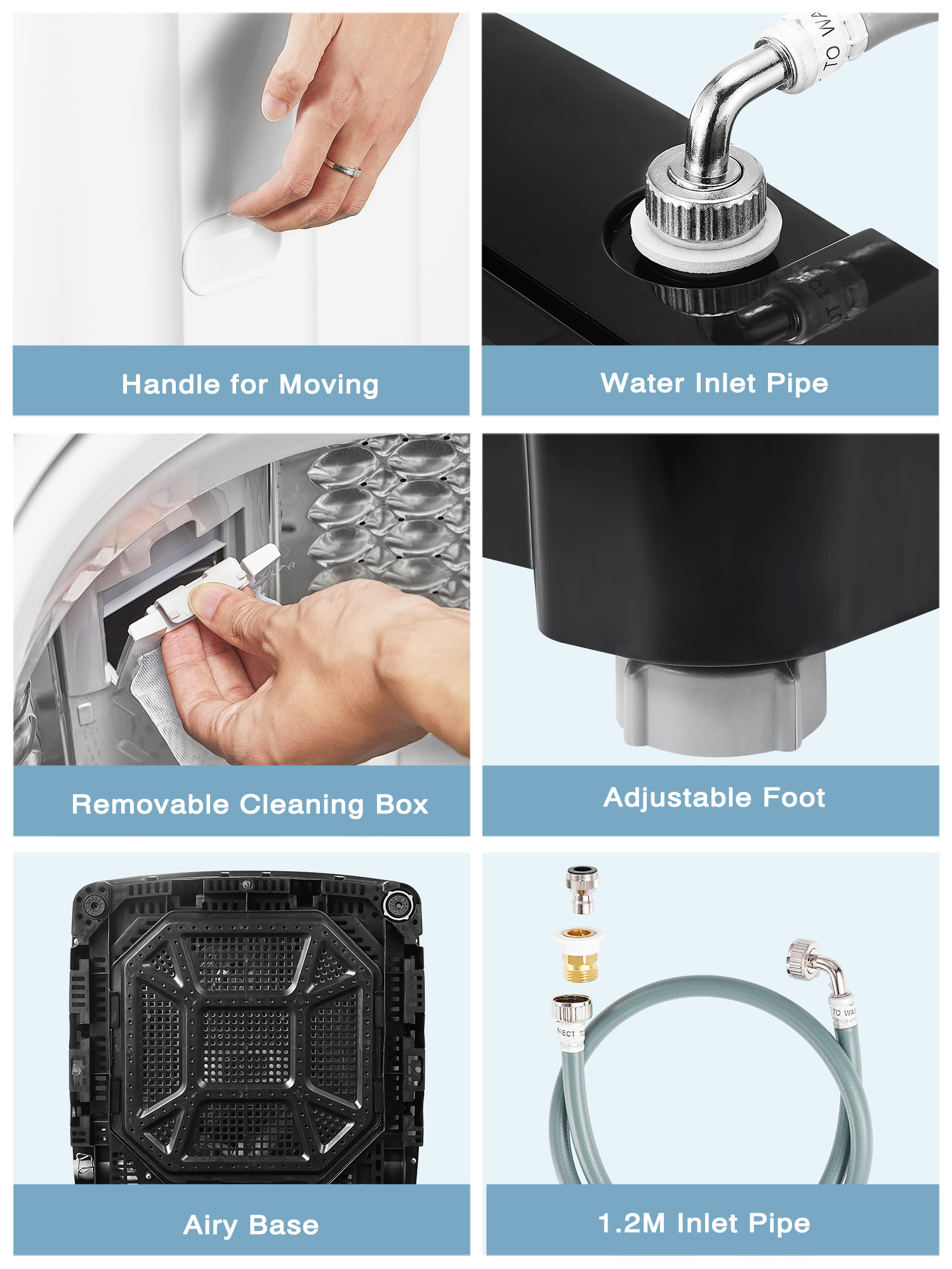 FOHERE Full Automatic Washing Machine, 1.5 Cubic feet 11 lbs Capacity Portable Machine, 8 Programs 10 Water Levels Energy Saving Top Load Washer for Apartment Dorm