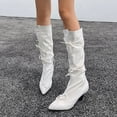 thumbnail image 2 of UngA Mid Calf Boots for Women Women's Cowgirl Boots Mid Calf Western Cowboy Boots Round toe Chunky Heel Ankle Boots White,38, 2 of 7