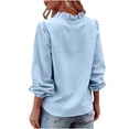 thumbnail image 5 of Women's Casual V-Neck Long Sleeve Tunic Top Loose Fit Plus Size Solid Color Blouse, 5 of 9