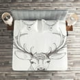 thumbnail image 2 of Ambesonne Antlers Quilted Coverlet 3 Pcs, Sketch of Deer Head, Queen Size, Warm Taupe, 2 of 2