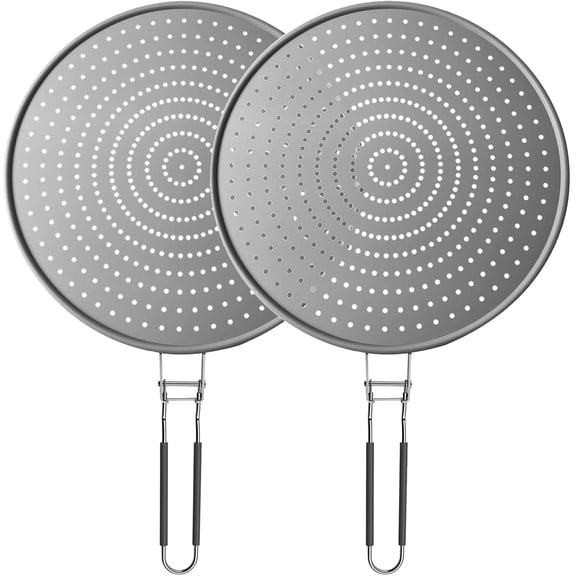 13" Splatter Screen Set of 2, Foldable Grease Splatter Guard Shield for Flying Pan Skillets Cooking