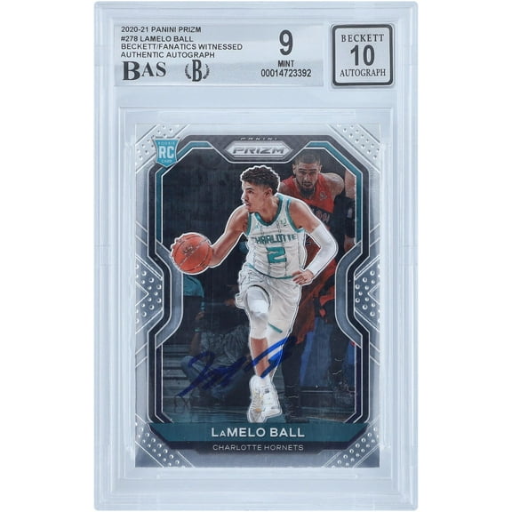 LaMelo Ball Charlotte Hornets Autographed 2020-21 Panini Prizm 4 #278 Beckett Fanatics Witnessed Authenticated 9/10 Rookie Card - Fanatics Authentic Certified