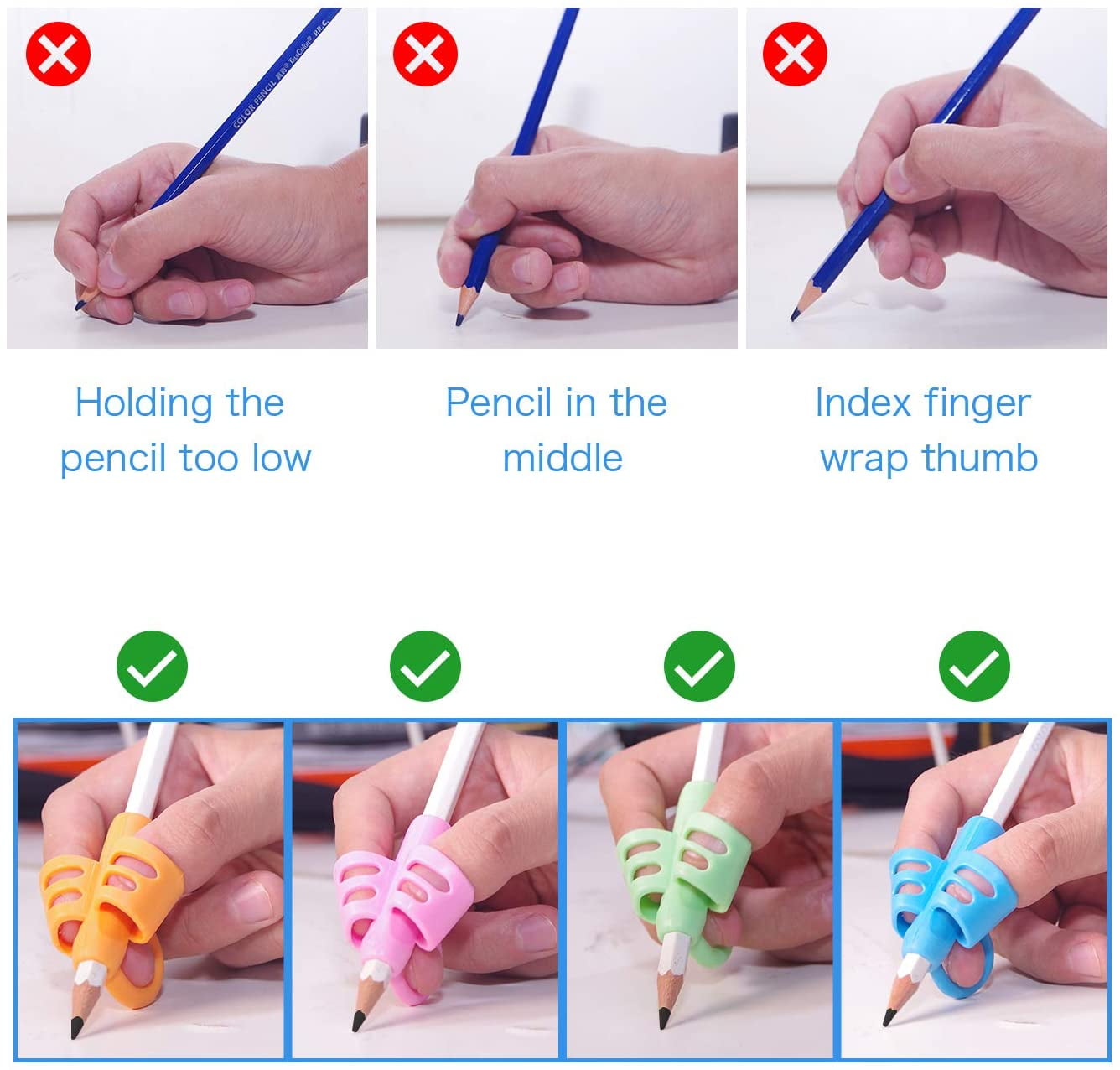 8x Kinder Stifthalter Stift Schreibhilfe Grip Posture Correction Tools Hot ZY 